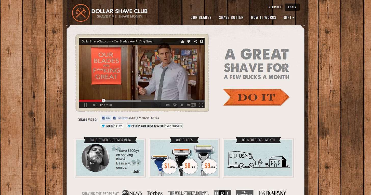 An over-economical call to action button