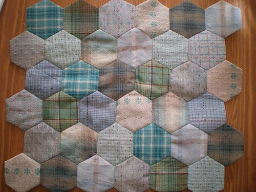 EPP Hexagons in Japanese Cotton EPP Hexagons in Japanese Cotton