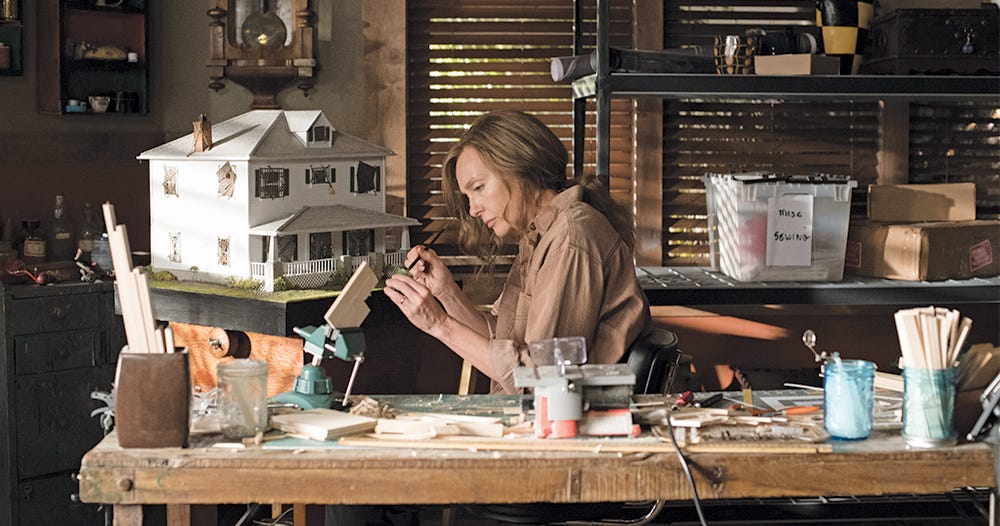 Toni Collette makin' her house diorama in "Hereditary"