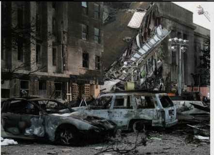 Heliport air tower controllers' burnt cars.
