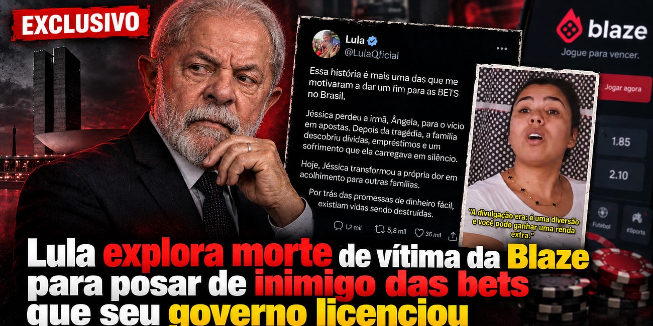 Lula explora morte de vítima da Blaze para posar de inimigo das bets que seu governo licenciou