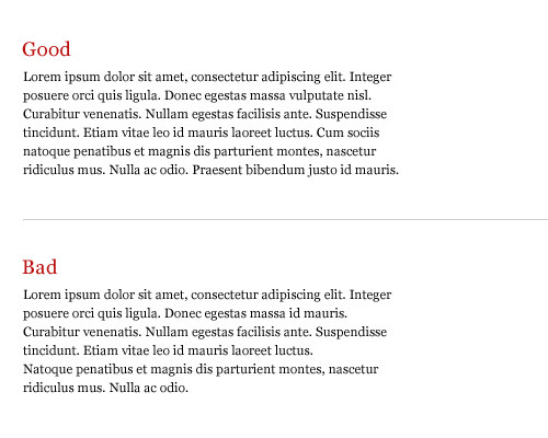 Good vs. bad rag as demonstrated in Smashing Magazine.