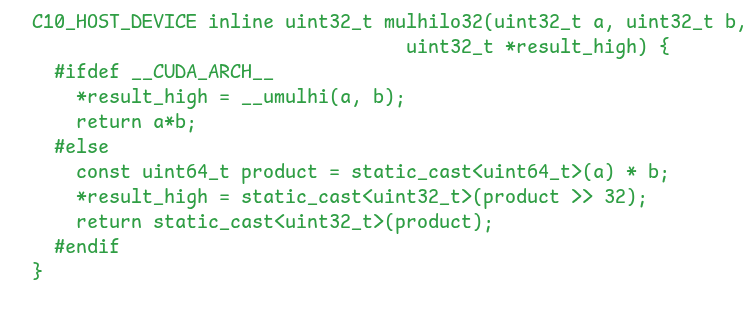 The definition of the mulhilo32 function The definition of the mulhilo32 function