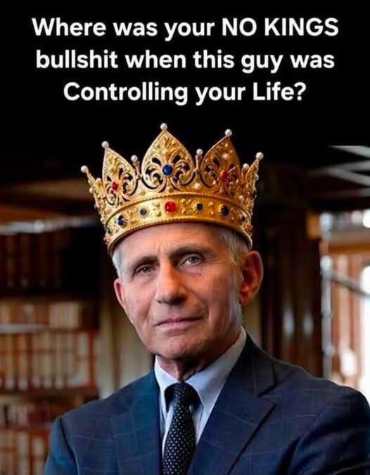 May be an image of text that says 'Where was your your NO KINGS bullshit when this guy was Controlling your Life?' May be an image of text that says 'Where was your your NO KINGS bullshit when this guy was Controlling your Life?'