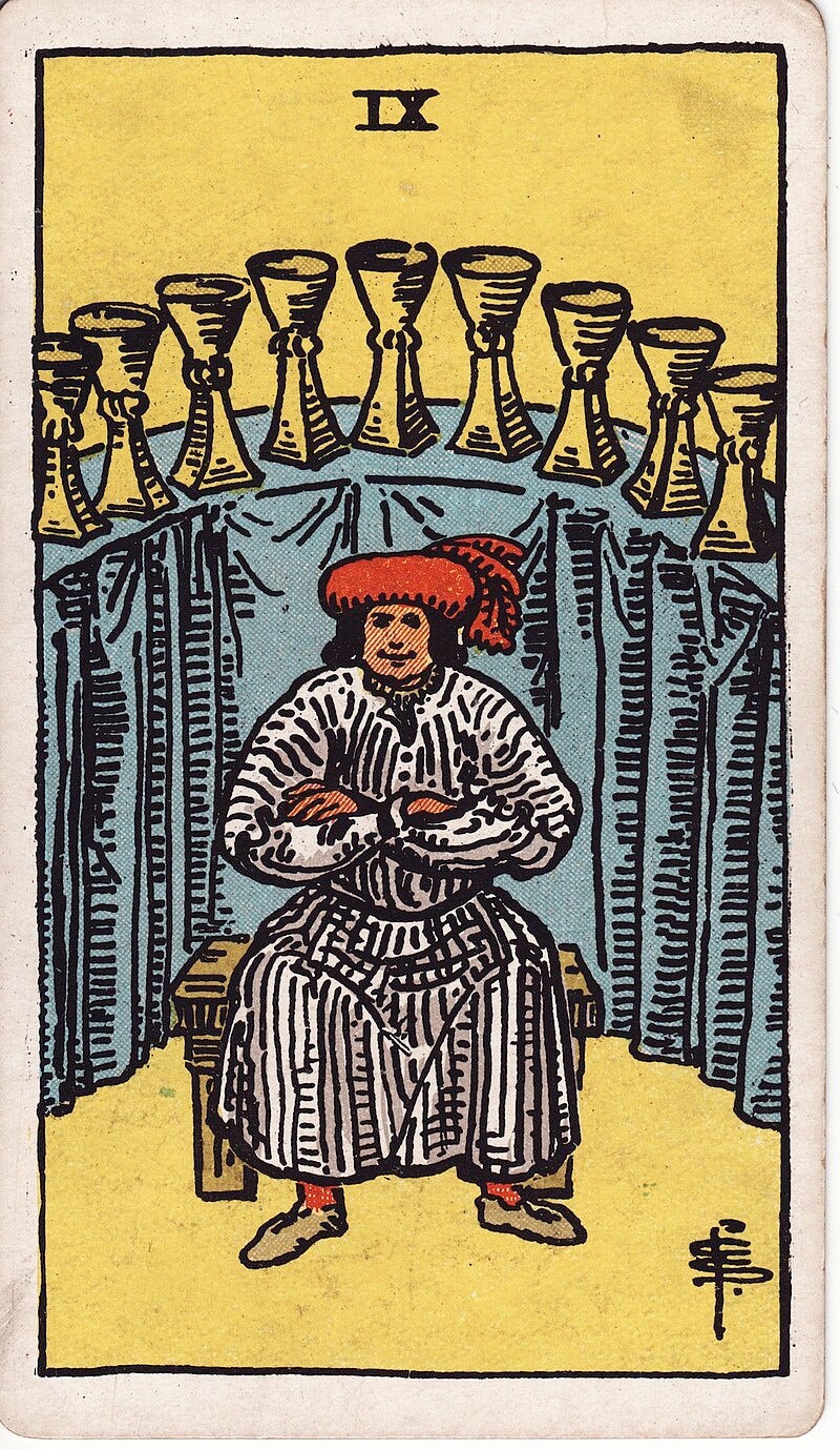 Waite-Smith Tarot, Nine of Cups
