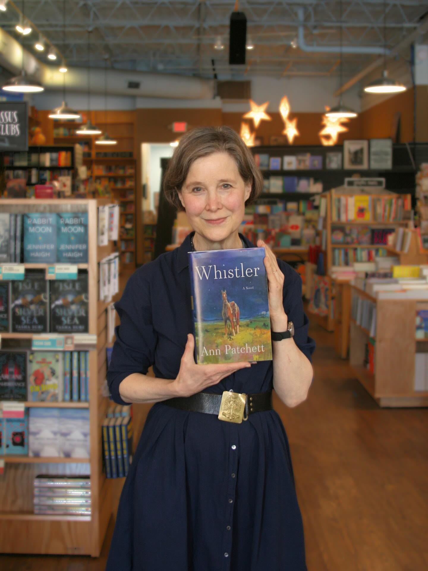 Ann Patchett holds her book Whistler inside Parnassus Books Ann Patchett holds her book Whistler inside Parnassus Books