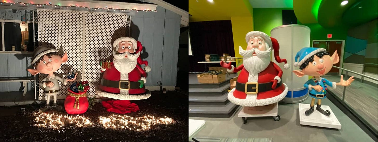 Santa and his elf in 2019 and 2020