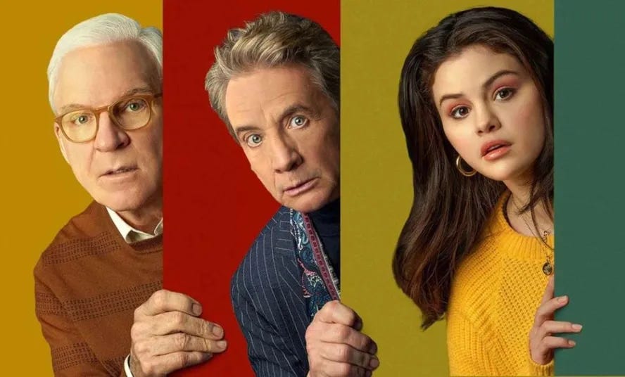 Steve Martin, Martin Short e Selena Gomez em foto de Only Murders In The Building