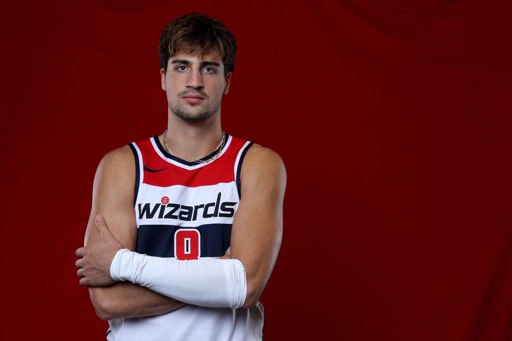 Slideshow-image: WASHINGTON, DC - OCTOBER 02: Deni Avdija #8 of the Washington Wizards poses for a portrait during media day at Capital One Arena on October 02, 202...