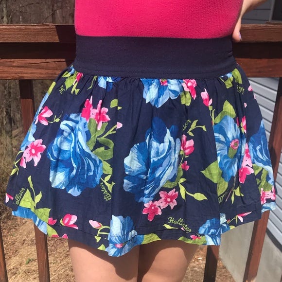 Hollister Skirts | Hollister Blue Floral Skirt | Poshmark