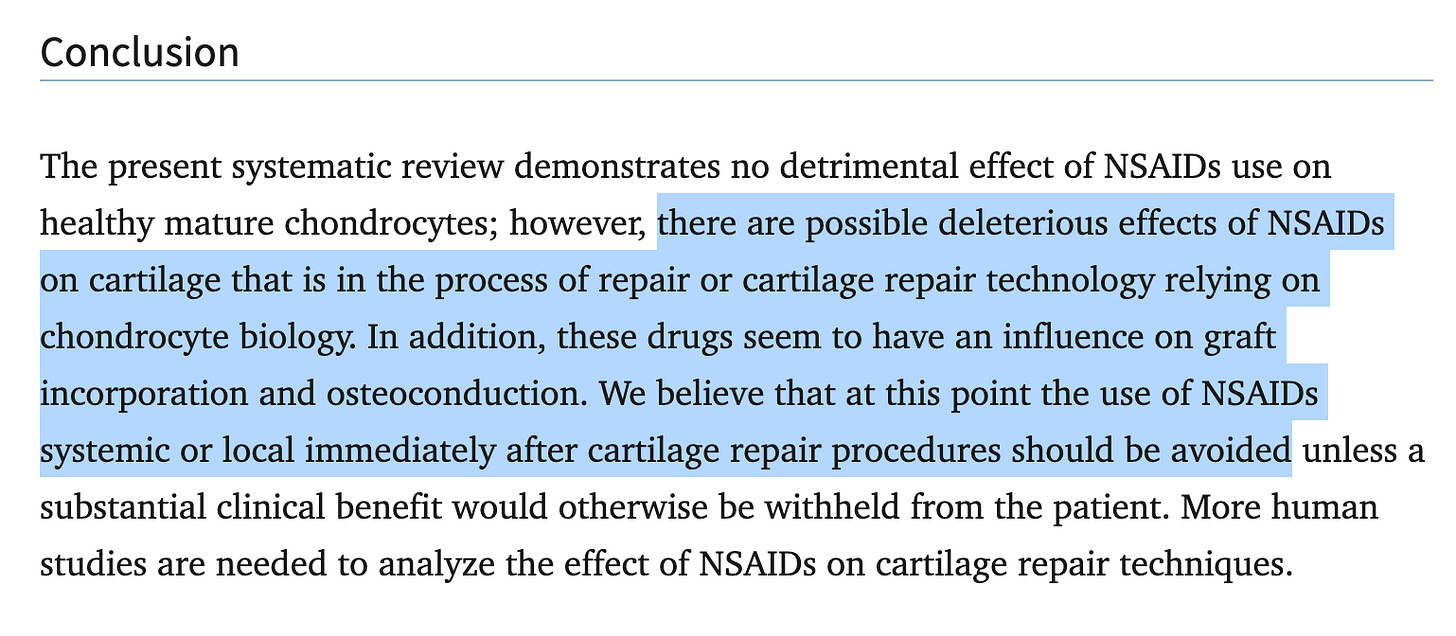 non steroidal anti inflammatories prevent joint repair