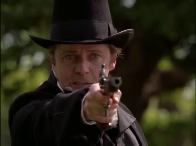 Major John André is hung; in England, Benedict Arnold attempts to defend his honor in a duel.