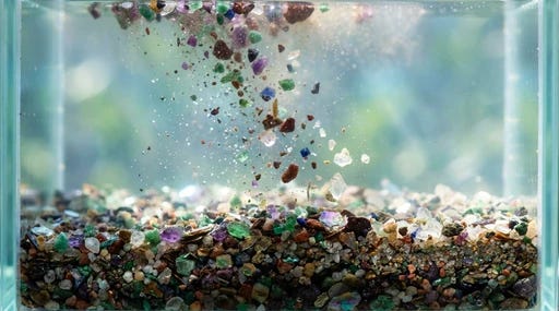 Layers of sediment settling in water, representing how spiritual experiences become part of a fixed identity. Layers of sediment settling in water, representing how spiritual experiences become part of a fixed identity.