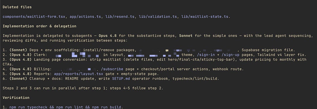 An excerpt from a Claude Code plan that Fable generated