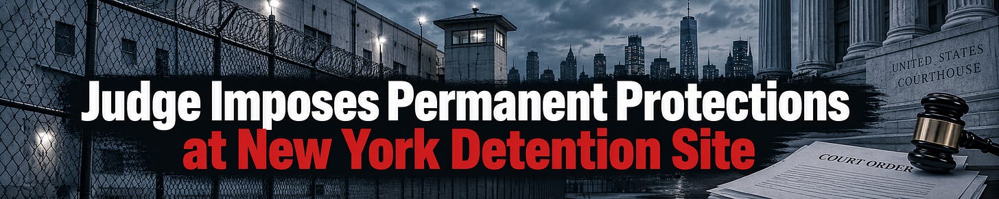 Judge Imposes Permanent Protections at New York Detention Site. Judge Imposes Permanent Protections at New York Detention Site.