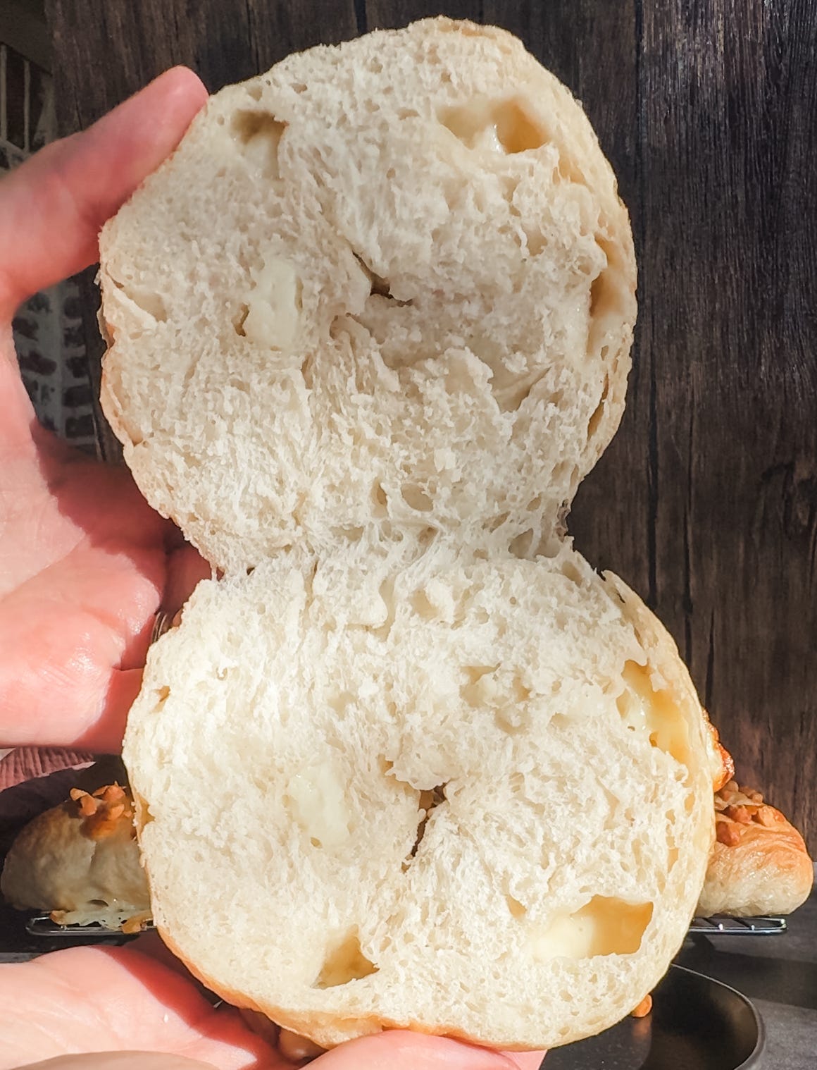 asiago bagels inside
