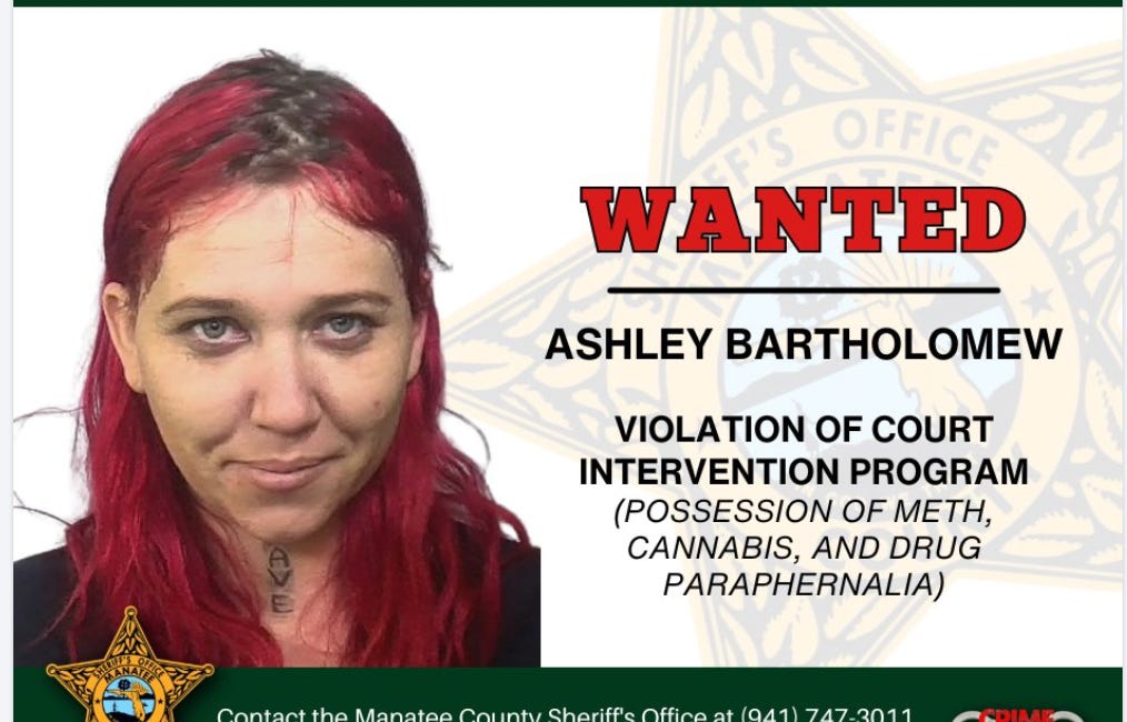 Manatee County Authorities Seek Ashley Bartholomew for Court Intervention Program Violation