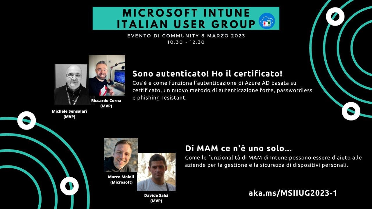 Featured image of post 8 Marzo 2023 evento di community congiunto: Intune + Security Featured image of post 8 Marzo 2023 evento di community congiunto: Intune + Security