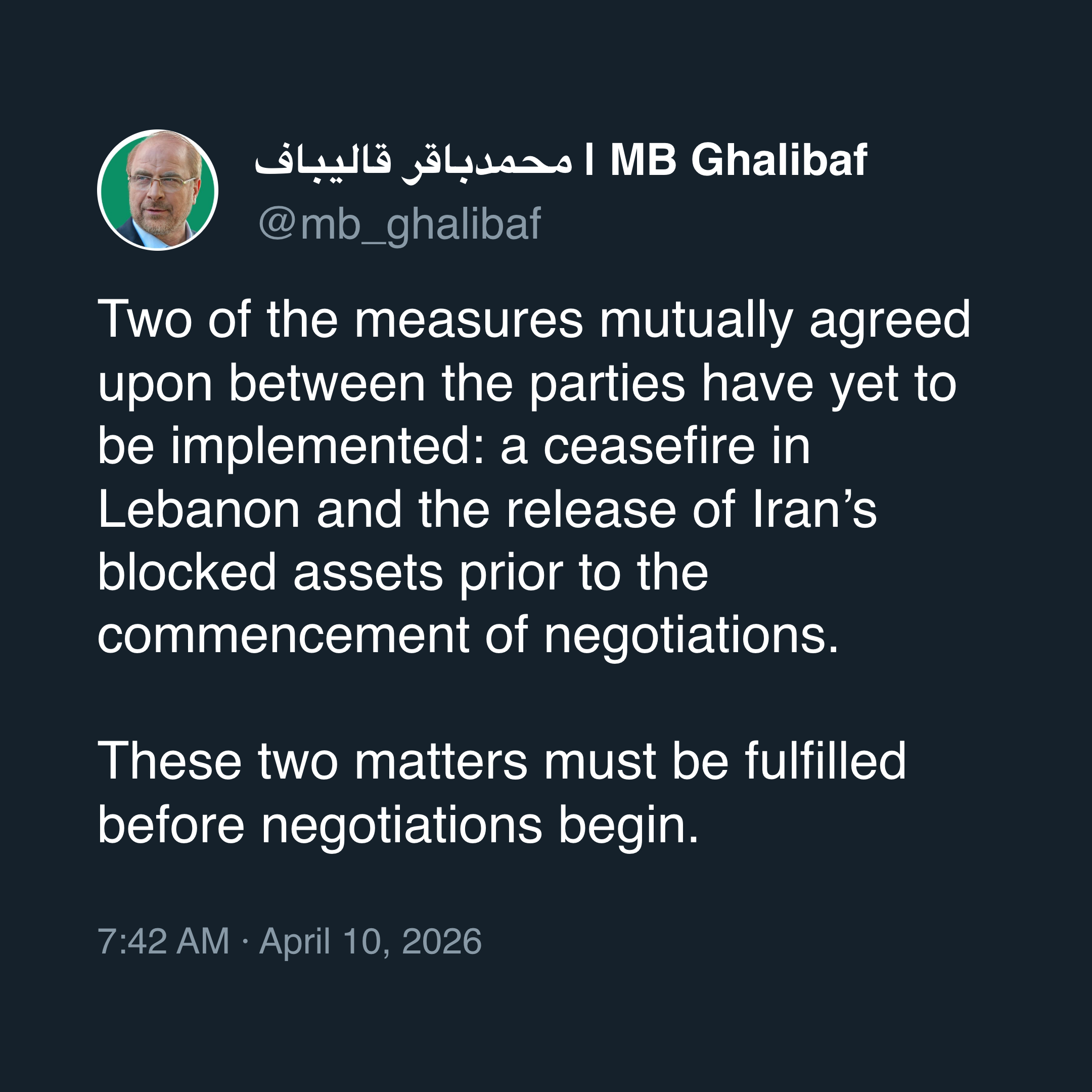 Why Mohammad Bagher Ghalibaf Says the Strait of Hormuz Stays Shut Until Washington Keeps Its Word