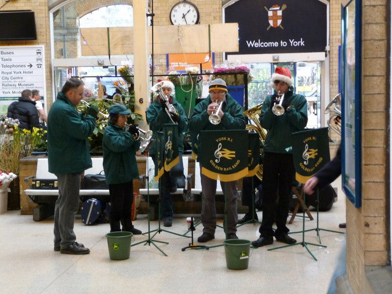 File:York Railway Institute Golden Rail Band, York station - geograph.org.uk - 1667312.jpg