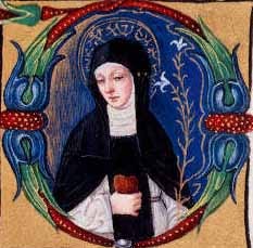 Medieval miniature of Catherine of Siena.