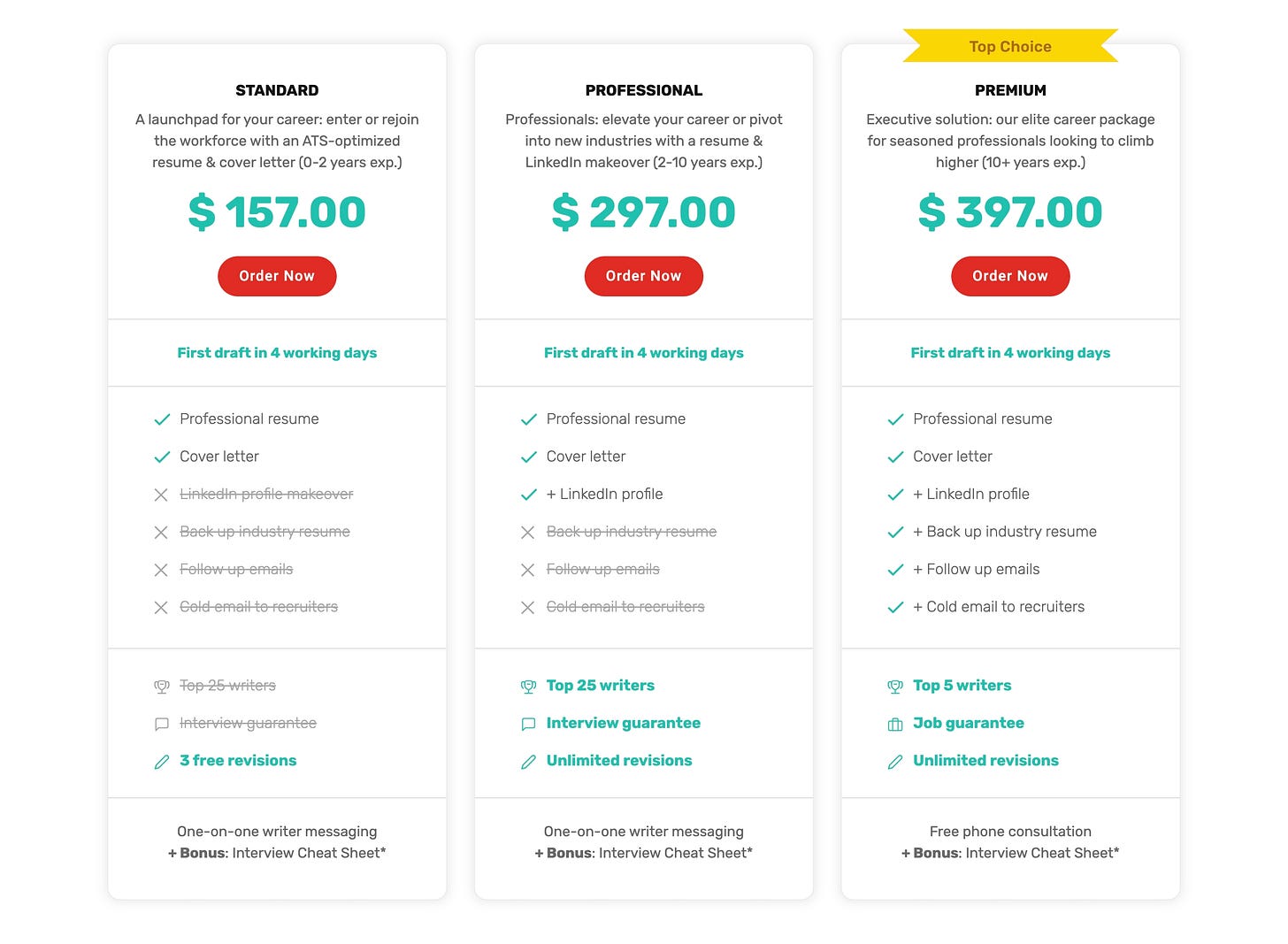 Screenshot of Resumeble showing the different services available Screenshot of Resumeble showing the different services available