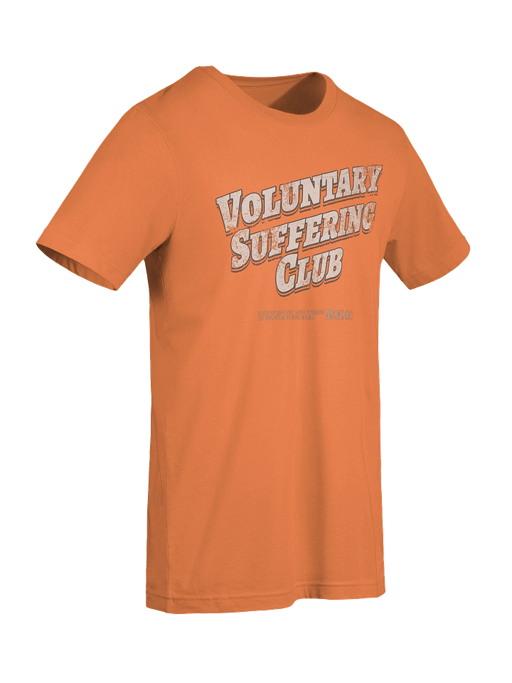 For those who willingly enter the pain cave, question their life choices halfway through, and then come back for more tomorrow!  The Voluntary Suffering Club tee features a bold vintage-style graphic with oversized varsity lettering, heavy shadowing, and a gritty definition detail underneath: “The deeply unpleasant physical, emotional, or psychological state characterized by pain, distress, or hardship.” Basically, cycling, gym work, intervals, race day, and adulthood neatly summarized on a shirt. Humanity really did invent hobbies that feel like punishment, then branded them as “discipline.” Stunning work.  Printed on a soft, lightweight fabric with a classic unisex fit, this shirt is made for training days, recovery days, coffee runs, Zwift caves, gym sessions, or quietly judging people who say “I don’t do cardio.”