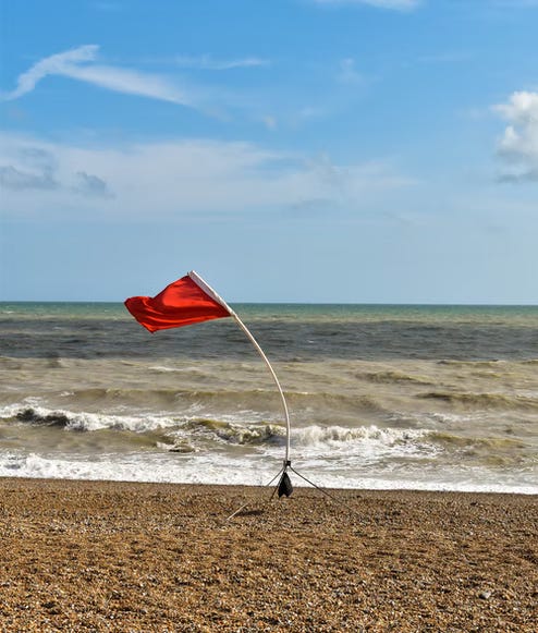 A red flag blows in the breeze. From Unsplash.