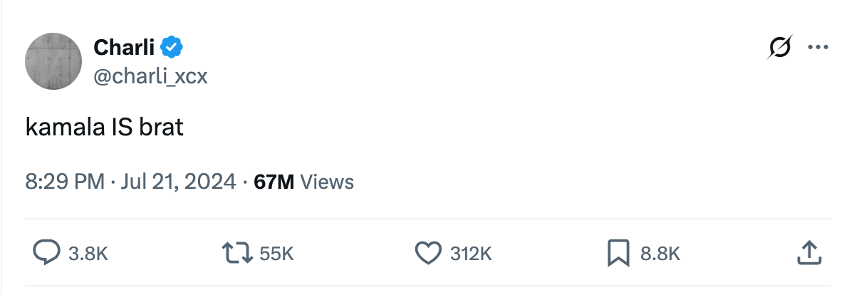 charli xcx: "kamala IS brat"