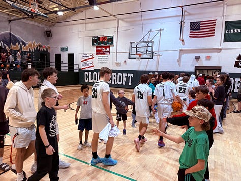 high school basketball gym tournament, spectators, crowd, players