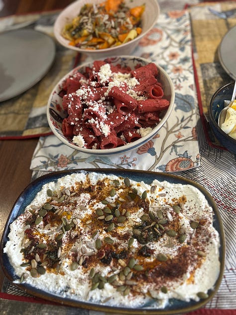 Food, pasta, beetroot