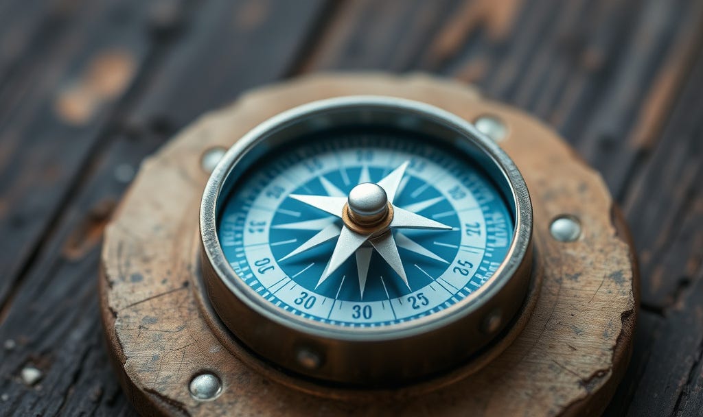 A compass pointing inward toward the heart, symbolizing self-discovery and recognizing hidden interests A compass pointing inward toward the heart, symbolizing self-discovery and recognizing hidden interests