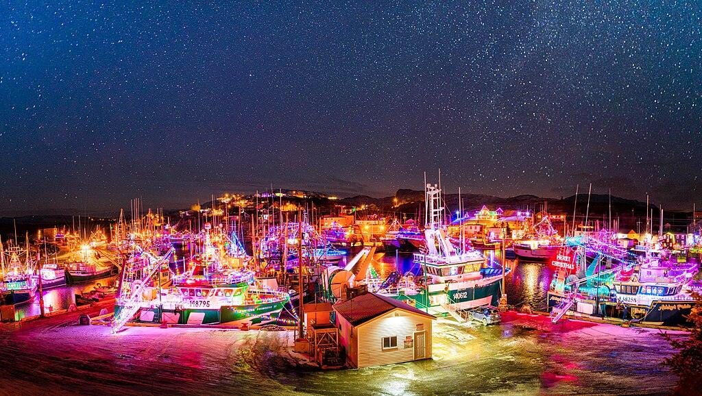 Port De Grave Christmas Boat Lighting Newfoundland Canada Port De Grave Christmas Boat Lighting Newfoundland Canada