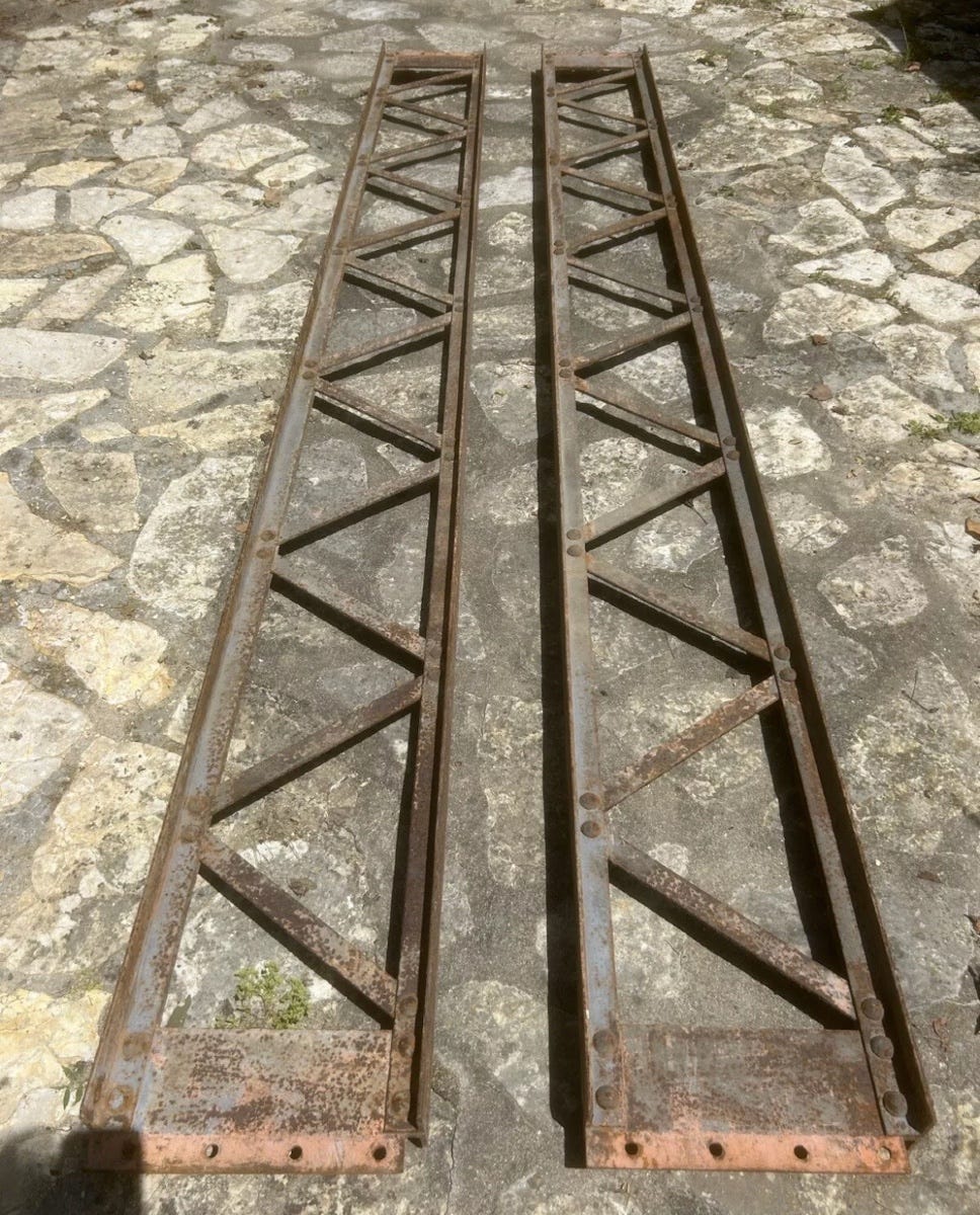 Proantic: 2 Iron Beams 3m Eiffel Style Riveted Ipn Beam Industrial Fac Proantic: 2 Iron Beams 3m Eiffel Style Riveted Ipn Beam Industrial Fac