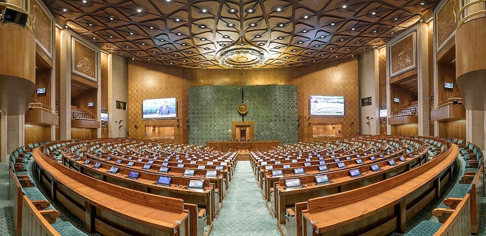 File:View of Lok Sabha chamber in the New Parliament building, New Delhi.jpg