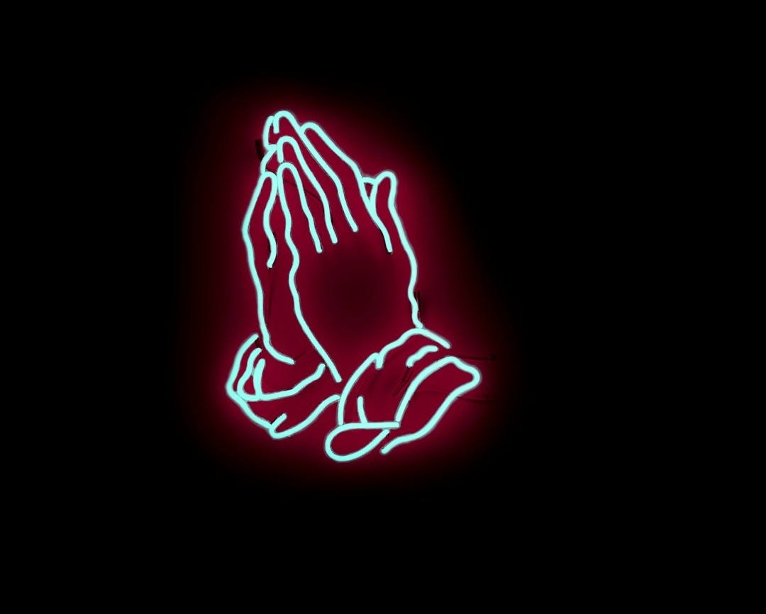 praying hand neon signage praying hand neon signage