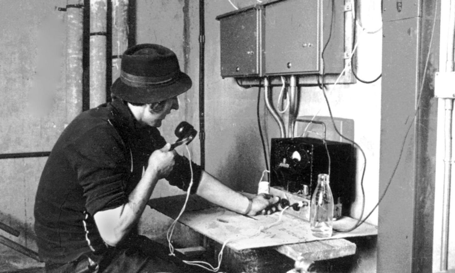 Melaugh operating ‘Radio Free Derry’ during the Battle of the Bogside. Credit: Eamon Melaugh Melaugh operating ‘Radio Free Derry’ during the Battle of the Bogside. Credit: Eamon Melaugh