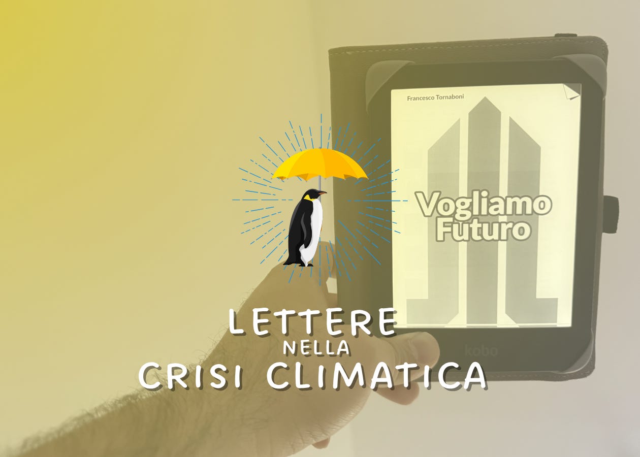 Copertina di Lettere nella crisi climatica per un articolo in cui intervisto Francesco Tornaboni, autore di Vogliamo Futuro