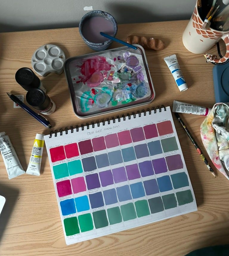 An exercise from the Color Quest class with Make Art That Sells