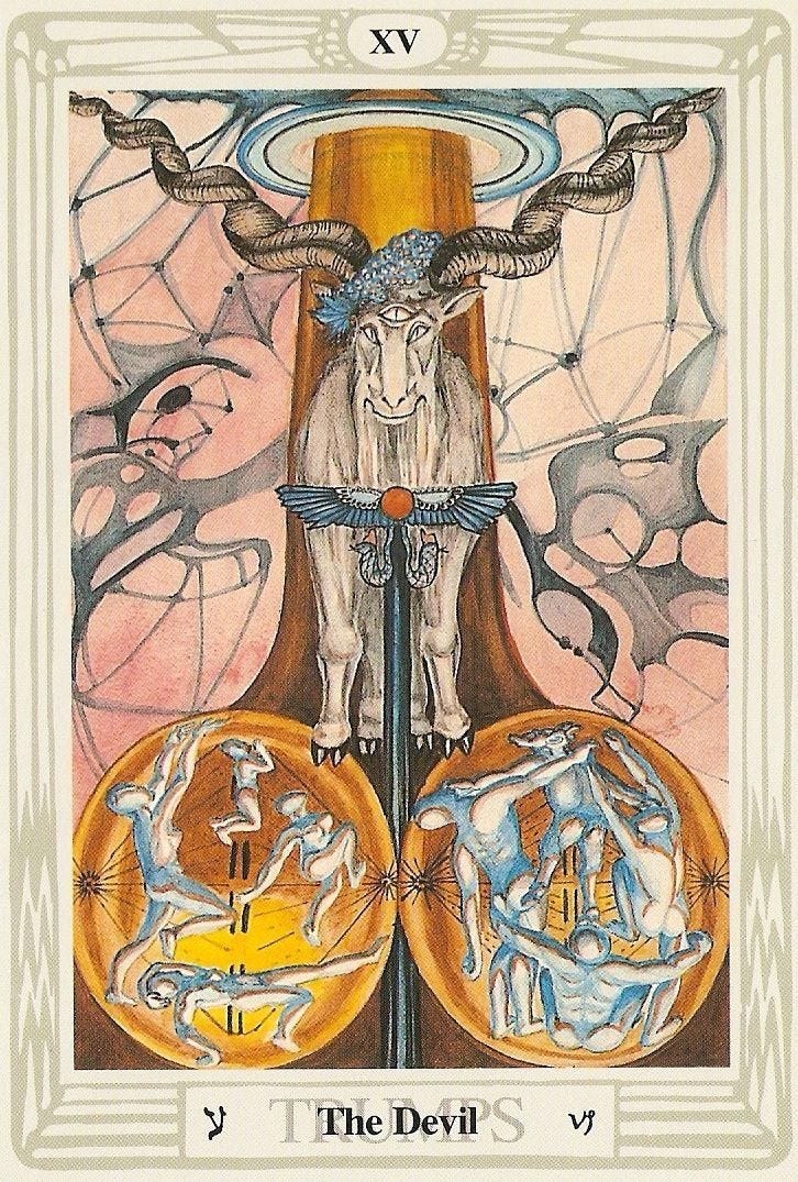 The Devil' tarot card from the Thoth deck by Aleister Crowley.  #tarotcardsdiy