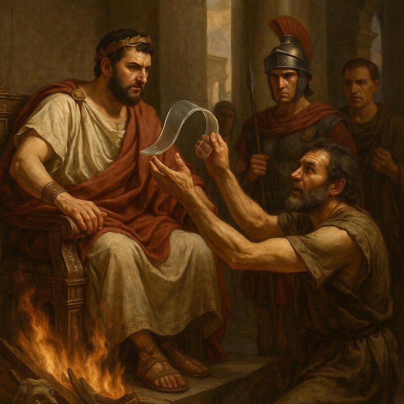 Ancient Roman legend recounts the mysterious loss of flexible glass, a revolutionary material said to have been erased to preserve tradition. Ancient Roman legend recounts the mysterious loss of flexible glass, a revolutionary material said to have been erased to preserve tradition.