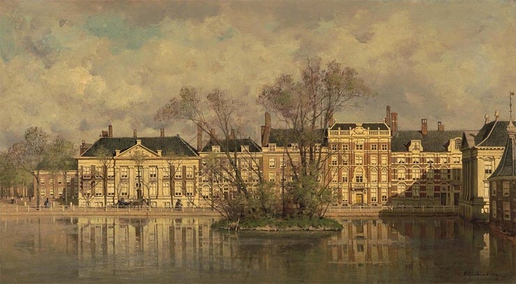 'De Korte Vijverberg, Den Haag' 1876 - olieverf op doek: Karel Klinkenberg (herkomst: coll. Boijmans van Beuningen) 'De Korte Vijverberg, Den Haag' 1876 - olieverf op doek: Karel Klinkenberg (herkomst: coll. Boijmans van Beuningen)