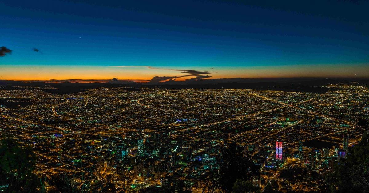 Panorámica de un atardecer enBogotá