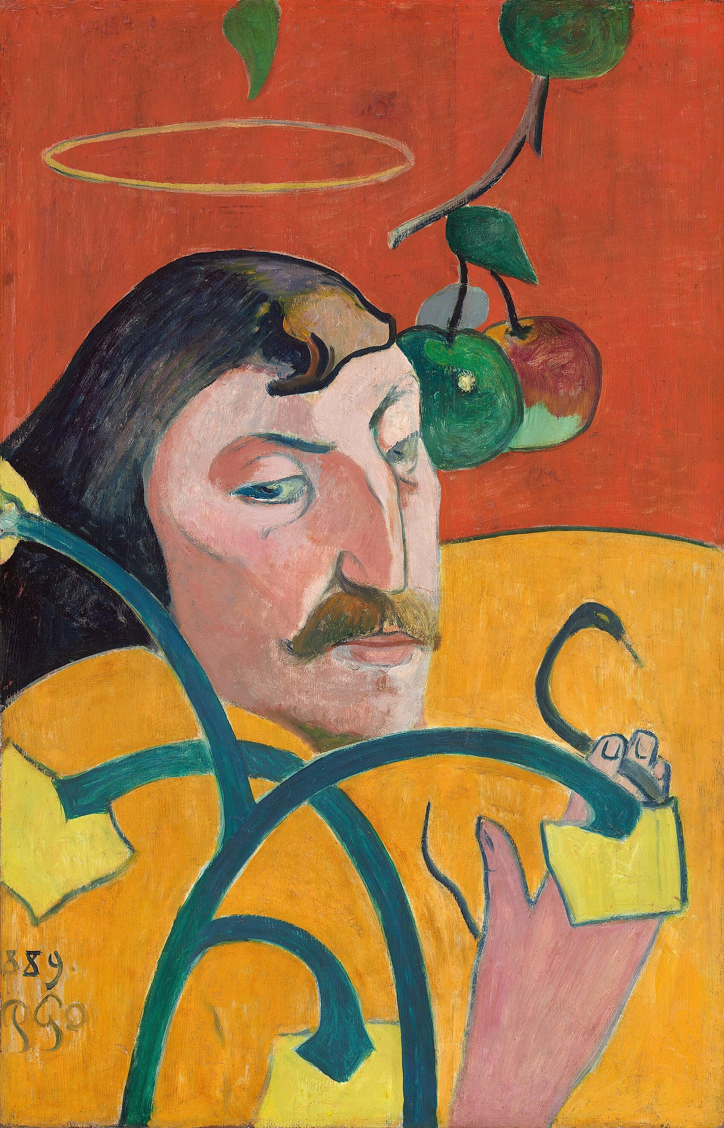 Gauguin self portrait with a halo and apples Gauguin self portrait with a halo and apples
