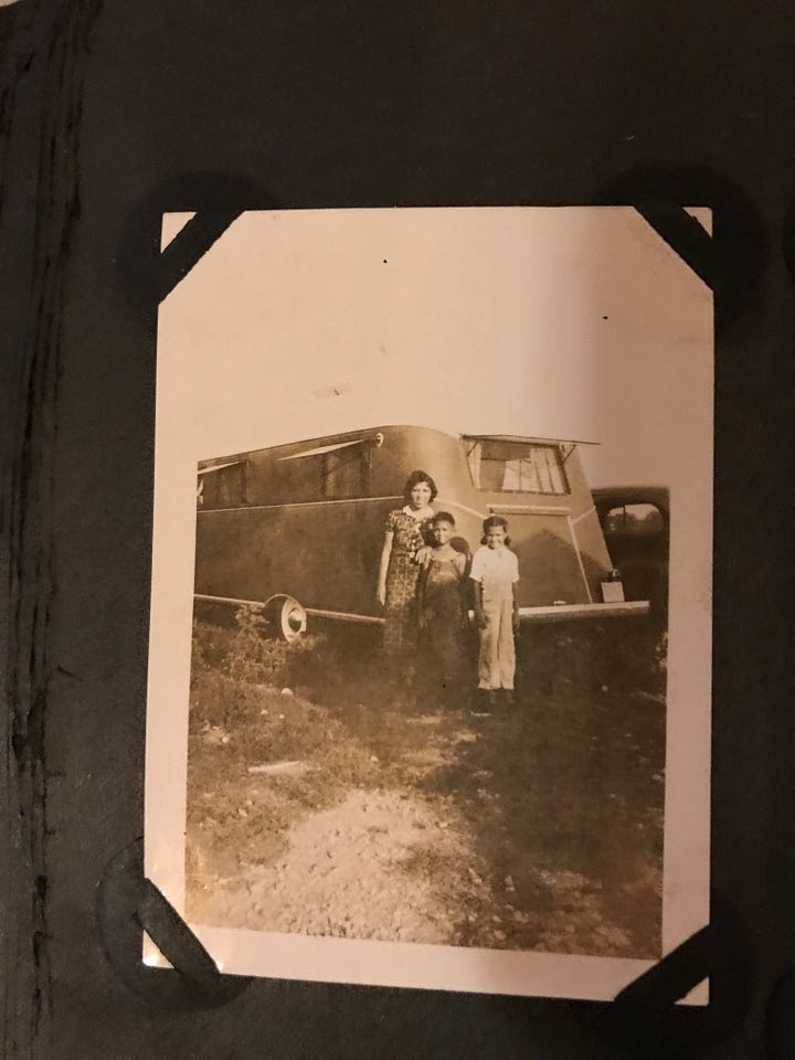 Images of Russell's vamily caravans over the last century.