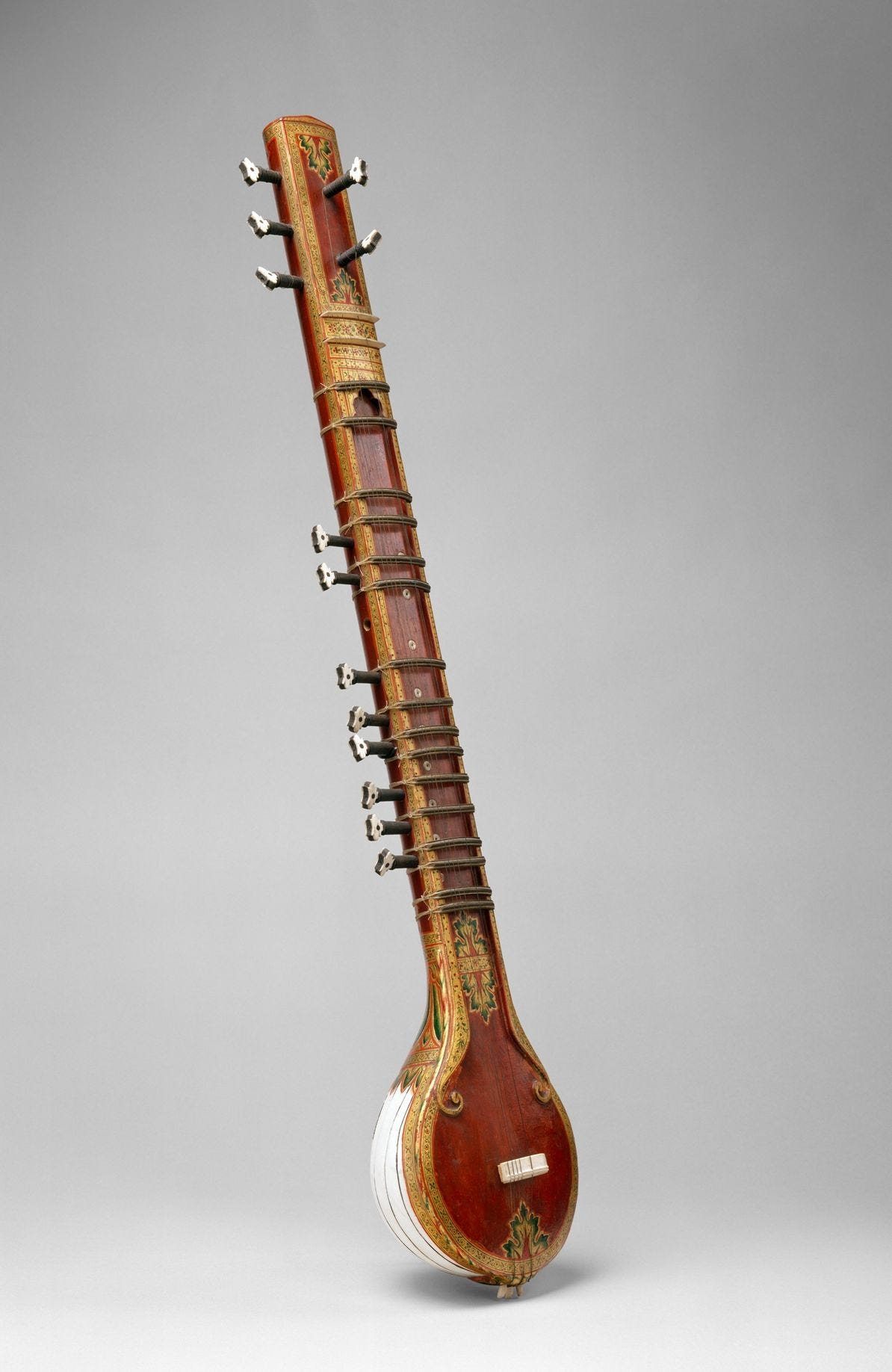 Sitar, Gourd, wood, ivory, metal, Indian Sitar, Gourd, wood, ivory, metal, Indian