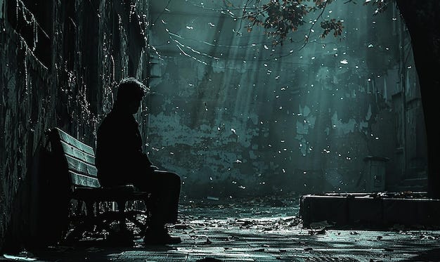 A man sits on a bench in front of a wall with a tree in the background |  Premium Photo