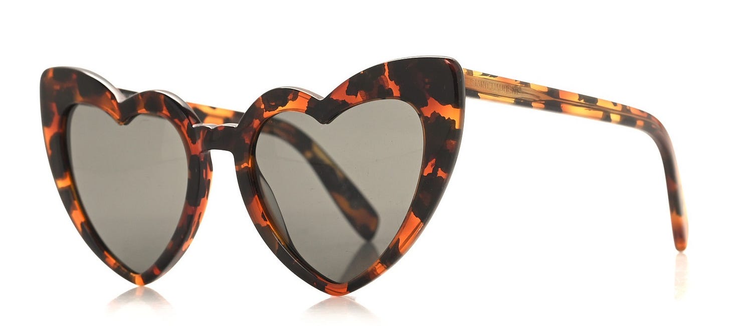 Saint Laurent Acetate Heart Frame Loulou SL181 Sunglasses Tortoise image 1 of 8