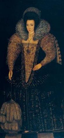 This may contain: an old painting of a woman in a dress