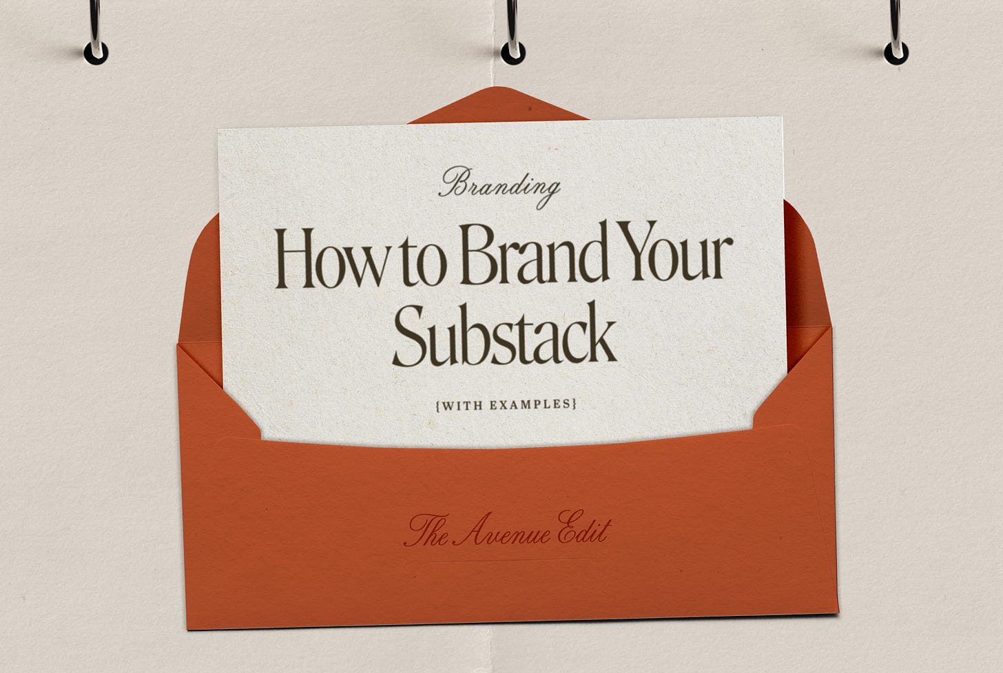 Substack branding example with a bold color palette, editorial typography, and cohesive thumbnail design for a creative newsletter